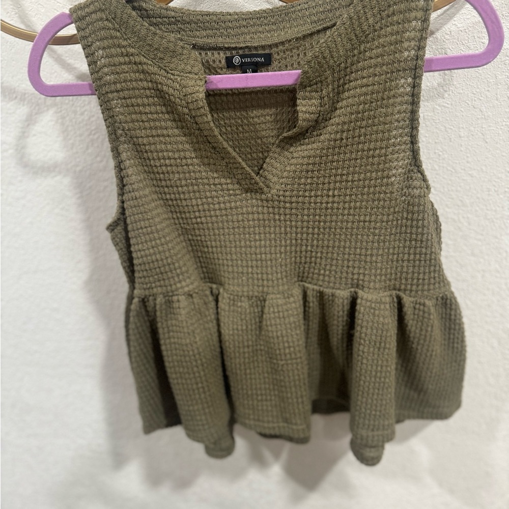 Olive Waffle Knit Tank